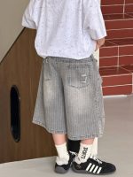 【90-160cm】ショートパンツ 男の子 ストライプ ジーンズ - 画像 (5)