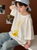【100-160cm】キッズTシャツ 半袖 ポテトプリント ユニーク 楽ちん着脱 お出かけ