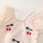 【90-140cm】水着 帽子付き チェリー柄 キュート スイムウェア - 画像 (4)