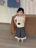 【90-140cm】キャミソール+半袖Ｔシャツ 女の子 花柄 合わせやすい - 画像 (6)