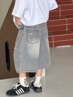 【90-160cm】ショートパンツ 男の子 ストライプ ジーンズ - 画像 (4)