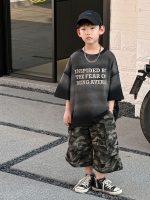 【90-150cm】半袖Ｔシャツorパンツ 男の子 カモフラ トレンド - 画像 (2)