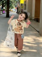 【90-150cm】半袖Ｔシャツorパンツ 女の子 チェック柄 カートゥーン - 画像 (6)