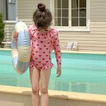 【90-140cm】水着 ハート柄 フリル スイムウェア - 画像 (2)