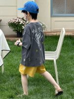 【100-160cm】Tシャツ 半袖 男の子 ペイント風 グラフィティT  レトロカートゥーン アート - 画像 (3)