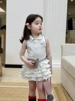 【80-130cm】ワンピース 女の子 ノースリーブ ティアード 韓国風