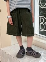 【100-160cm】5分丈デニムショーツ キッズ 中腰フィット 微弾性 動きやすい - 画像 (6)