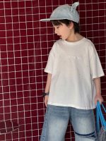 【100-160cm】キッズ Tシャツ 半袖　肌触り良好 キラッとストーン オシャレ見え - 画像 (3)