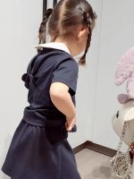 【90-150cm】セットアップ 女の子 半袖 リボン シンプル - 画像 (3)