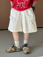 【90-150cm】5分丈ショーツ 工装風 着回し最強 無地 普段着 お出かけ 外遊び - 画像 (2)