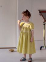 【90-140cm】ワンピース 女の子 フリル 刺繍 ファッション - 画像 (3)