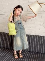【100-170cm】デニムサロペットスカート 女の子 韓国風 レトロ - 画像 (2)