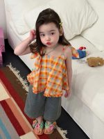 【90-150cm】キャミソール 女の子 チェック柄 ドーパミン風 フリル - 画像 (4)