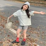 【80-130cm】半袖Ｔシャツ 女の子 POLOネック ボーダー柄  シンプル - 画像 (6)