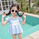 【90-130cm】水着 帽子付き フリル キュート スイムウェア - 画像 (3)
