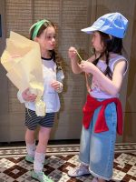 【90-150cm】ベストorパンツorセットアップ 女の子 リボン カジュアル - 画像 (4)