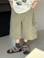 【90-150cm】7分丈デニムパンツ 韓国ヴィンテージ風 ビッグポケット 長く愛せる1本 - 画像 (3)