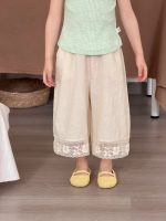 【90-140cm】ワイドパンツ 女の子 ナチュラル 通気性抜群