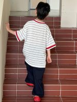 【90-160cm】半袖Ｔシャツ 男の子 コンビカラー ボーダー柄 - 画像 (5)