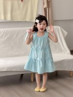 【90-140cm】ワンピース 女の子 リボン 無地 ノースリープ - 画像 (3)