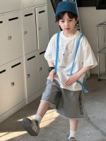 【100-160cm】Tシャツ 半袖 韓国風 ストリート ユニセックス おしゃれなロゴプリント - 画像 (5)