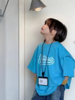 【100-150cm】Tシャツ 切り替え 半袖 プリント ゆったり - 画像 (3)
