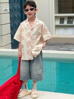 【90-160cm】半袖シャツ 男の子 プリント 英字 レトロ