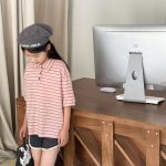 【80-130cm】半袖Ｔシャツ 女の子 POLOネック ボーダー柄  シンプル - 画像 (4)