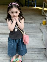 【90-150cm】トップスorパンツ 女の子 ドット柄 韓国風 - 画像 (4)
