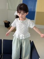 【90-140cm】半袖Ｔシャツ 女の子 ドット柄 フリル - 画像 (5)