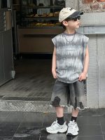 【90-130cm】ベストorショートパンツ 男の子 デニム トレンド - 画像 (4)