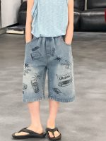 【90-160cm】ショートパンツ 男の子 プリント ジーンズ ゆったり - 画像 (2)