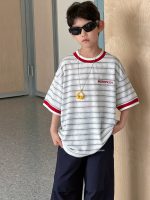 【90-160cm】半袖Ｔシャツ 男の子 コンビカラー ボーダー柄