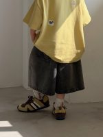 【100-150cm】ショートパンツ デニム 無地 ゆったり ダメージジーンズ - 画像 (6)