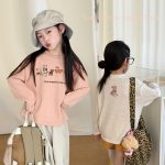 【100-170cm】長袖トップス 女の子 犬柄 カートゥーン 合わせやすい