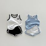 【80-130cm】セットアップ カジュアル ノースリーブトップス＋ショートパンツ - 画像 (2)
