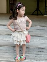 【90-150cm】ベストorスカート 女の子 リボン ジャカード エレガント
