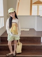【100-170cm】長袖Ｔシャツ 女の子 パン柄 日焼け防止 ゆったり