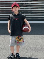 【90-120cm】半袖Ｔシャツorショートパンツ 男の子 フード付き ストリート風 - 画像 (2)