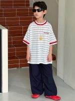 【90-160cm】半袖Ｔシャツ 男の子 コンビカラー ボーダー柄 - 画像 (3)