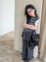 【100-170cm】ベスト 女の子 ニット ボーダー レイヤードしやすい - 画像 (2)