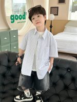 【90-120cm】シャツ 男の子 ストライプ ルーズ ファッション - 画像 (6)