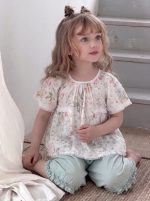 【90-140cm】シャツ 女の子 花柄 フリル 切り替え - 画像 (5)