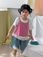 【90-140cm】トップス 女の子 2点セット レースフリル - 画像 (2)