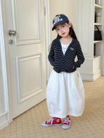 【100-160cm】アウター 女の子 ボーダー フード付き カジュアル - 画像 (4)