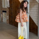【90-140cm】ベストorパンツ 女の子 チェック柄 ホルターネック - 画像 (5)