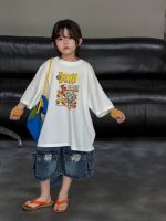 【100-150cm】Tシャツ ラウンドネック 半袖 プリント カジュアル - 画像 (6)