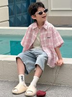 【90-160cm】半袖シャツ 男の子 チェック柄 通気性拔群 - 画像 (5)