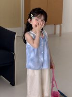 【90-140cm】ベスト 女の子 チェック柄 レース 切り替え - 画像 (5)