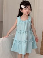 【90-140cm】ワンピース 女の子 リボン 無地 ノースリープ - 画像 (4)